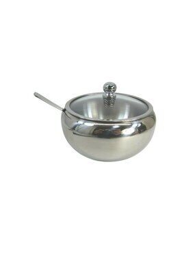 KooK Sugar Bowl Stainless Steel Glass Lid w/ Box 51410